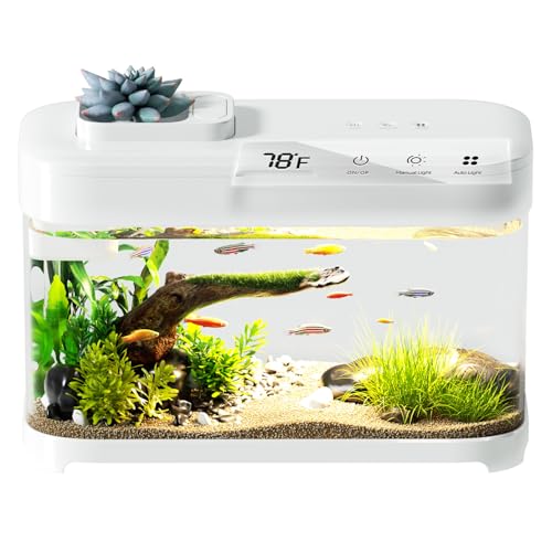 Smart Betta Aquarium mit Temperaturmonitor, 3-stufige Filtration, 8-Farb-Beleuchtung, selbstreinigendes kleines Beta-Tank-Set, Acryl Smart Betta Aquarium mit Temperaturmonitor, 3-stufige Filtration, 8-Farb-Beleuchtung, selbstreinigendes kleines Beta-Tank-Set, Acryl von RED TAIL FISH