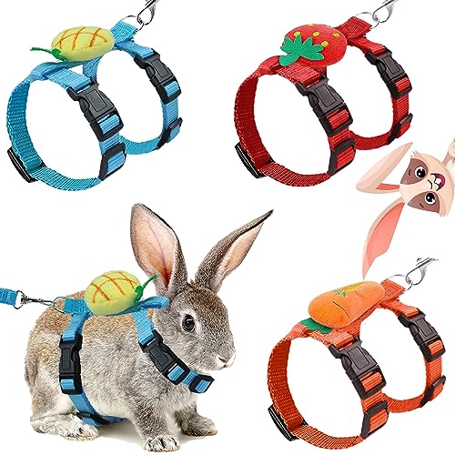3 Stück verstellbares Kaninchengeschirr und Leine, Hasengeschirr, Weste, Frettchen, Leine mit Dekorationen für Kaninchen, Kätzchen, Welpen, Schwein und kleine Haustiere, mittelgroß 3 Stück verstellbares Kaninchengeschirr und Leine, Hasengeschirr, Weste, Frettchen, Leine mit Dekorationen für Kaninchen, Kätzchen, Welpen, Schwein und kleine Haustiere, mittelgroß von REDANHA