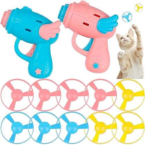 REDANHA 12-teiliges Katzenspielzeug mit bunten fliegenden Propellern, interaktives Spielzeug für Kätzchen, Jagd, Training, Jagd, rosa und blauer Flügel REDANHA 12-teiliges Katzenspielzeug mit bunten fliegenden Propellern, interaktives Spielzeug für Kätzchen, Jagd, Training, Jagd, rosa und blauer Flügel von REDANHA