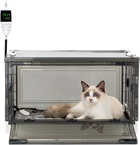 REDDOUDOU Inkubator für Neugeborene Welpen und Kätzchen, Nebulized Oxygen Intensive Pflegeeinheit für Hunde und Katzen, Haustier Elektrische Decke mit Einstellbarer Temperatur Timer Funktion Haustier von REDDOUDOU