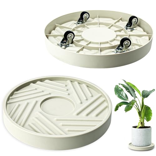 REDHUGO 2PCS Runde Pflanzen Caddy mit versteckten Rädern, Heavy Duty Rolling Plant Stand Caddy mit Rädern, Topf Basis für Indoor Outdoor von REDHUGO