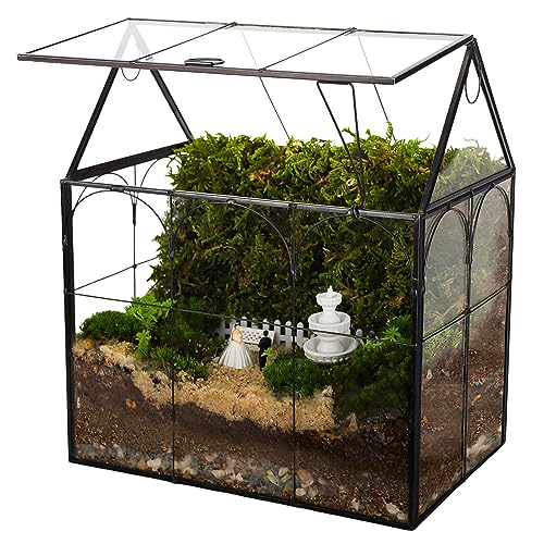 REDHUGO Handgefertigtes großes Glaspflanzen-Terrarium mit Deckel, geometrisches Pflanzgefäß aus Glas, Terrarium für Sukkulenten und Luftpflanzen, für Zuhause, Garten, Büro, Dekoration, von REDHUGO