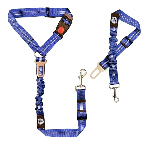 Reflektierendes 2-in-1 Sicherheitsgurt für Hunde und Katzen, Zubehör für Leine und Kopfstütze, Blau von REEDEEMIT