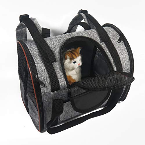 REESTBOO Haustier Rucksäcke, Faltbarer Haustier Tragetasche Katzentasche mit Netzfenster, Rucksack für Hunde bis 5 kg, Hundetasche für Kleine Katzen und Hunde, Grau & Braun REESTBOO Haustier Rucksäcke, Faltbarer Haustier Tragetasche Katzentasche mit Netzfenster, Rucksack für Hunde bis 5 kg, Hundetasche für Kleine Katzen und Hunde, Grau & Braun von REESTBOO