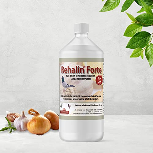 Rehalin Forte 1000 ml - Einzelfuttermittel für Brief- und Rassetauben – mit natürlichem Vitamin C – unterstützt die Abwehrkräfte - natürliche Wirkstoffe aus Knoblauch von REHALIN