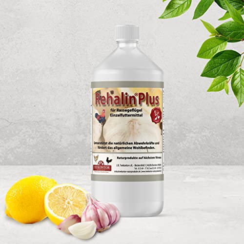 REHALIN Plus 1000 ml – Natürliche Abwehr von Milben und Parasiten bei Hühnern und Wachteln – 19 hochdosierte Wirkstoffe aus dem Knoblauch – natürliches Vitamin C von REHALIN