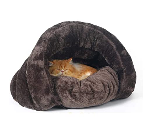 Hundebett Katzenbett Katzen Bett Herbst Winter Welpen Haustier Bett Katze Hund Weiche Warme Nest Zwinger Bett Höhle Haus Schlafsack Matte Pad Zelt Haustiere Gemütliche Betten Haustier Nest Katzenkorb von REIFOR