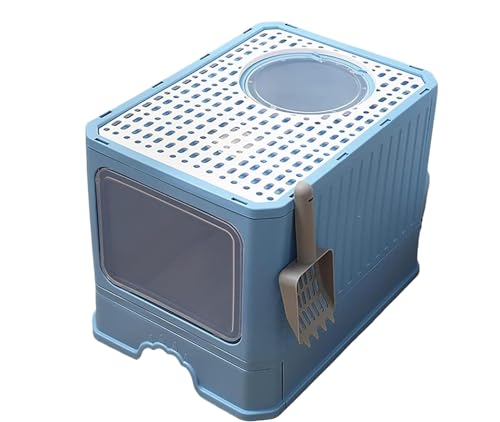 Katzenklo Katzentoilette Abnehmbare, Geschlossene Katzentoilette Mit Deckel, Leicht Zu Reinigen, Geruchsneutrale Katzentoilette Für Katzen Katzenklo Tragbar(Blue) von REIFOR