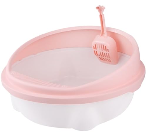 Katzenklo Katzentoilette Katzentoilette Erhöhte Leicht Zu Reinigende Sandbox Katzenstreubehälter Bettpfanne Privatsphäre Haustiertoilette Katzenklo Tragbar(Pink) von REIFOR