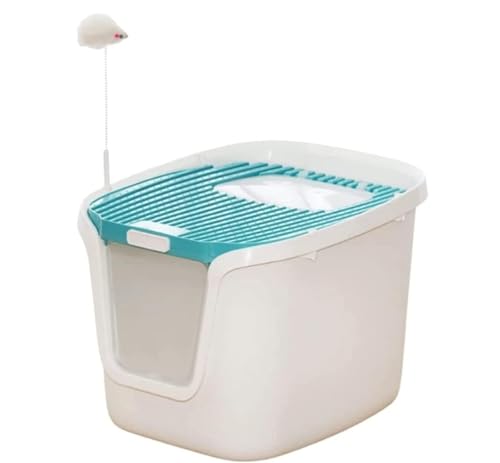 Katzenklo Katzentoilette Katzentoilette Mit Offener Oberseite, Mit Spielzeug Und Katzenstreuschaufel Aus Kunststoff, Leicht Zu Reinigende Katzentoilette Katzenklo Tragbar(Blue) von REIFOR