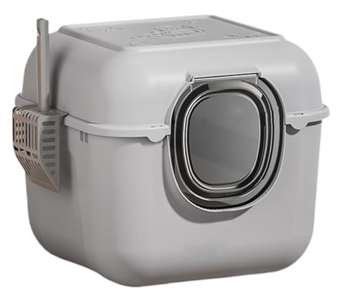 Katzenklo Katzentoilette Vollständig Abgedeckte Katzentoiletten, Katzentoilettenbecken, Haustierbedarf Für Kleintiere, Abnehmbare Katzentoilette Katzenklo Tragbar(Gray) von REIFOR