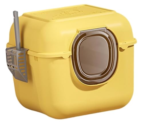 Katzenklo Katzentoilette Vollständig Abgedeckte Katzentoiletten, Katzentoilettenbecken, Haustierbedarf Für Kleintiere, Abnehmbare Katzentoilette Katzenklo Tragbar(Yellow) von REIFOR