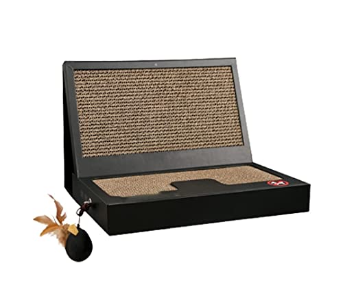 Kratzbrett Katze Faltbarer Katzenkratzer-Karton Mit Wendbarem Premium-Kratzstruktur-Design, Gewellter Katzenkratzer Mit Spielzeug Kratzpappe Für Katzen(Black) von REIFOR