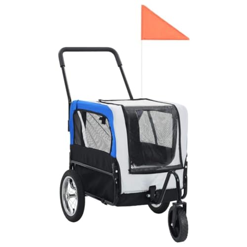 REIFOR Hundebuggy Hundewagen 2-in-1-Hundehaustier-Fahrradanhänger Hundekinderwagen Mit 360-Grad-Schwenkrädern Für Welpen Kleiner Bis Mittelgroßer Hunde, Katzen Katzenwagen Katzenbuggy (Color : Blue) von REIFOR