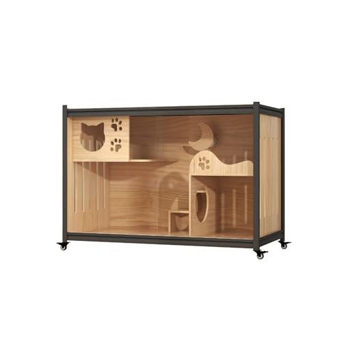 Katzenhaus Holzschrank for Katzen, Klettergerüst, luxuriöse Katzenvilla, extra großer Raum for den Innenbereich, Katzenschrank, Vitrine, Katzennest, Katzenhaus Großer Weltraum-Katzenkäfig von REIK