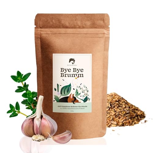 Bye Bye Brumm – Anti-Insekten-Kräuter für Pferde | 1000g | Ergänzungsfuttermittel gegen Insektenbelastung | Mit Knoblauch, Schwarzkümmel, Fenchel & Thymian | 100 % Natur | Ohne Zusatzstoffe von REITER & ROSS