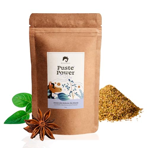 Puste Power – Atemwohl-Kräuter für Pferde | 100% Natur | 750g | Ergänzungsfuttermittel zur Unterstützung der Atemwege Puste Power – Atemwohl-Kräuter für Pferde | 100% Natur | 750g | Ergänzungsfuttermittel zur Unterstützung der Atemwege von REITER & ROSS