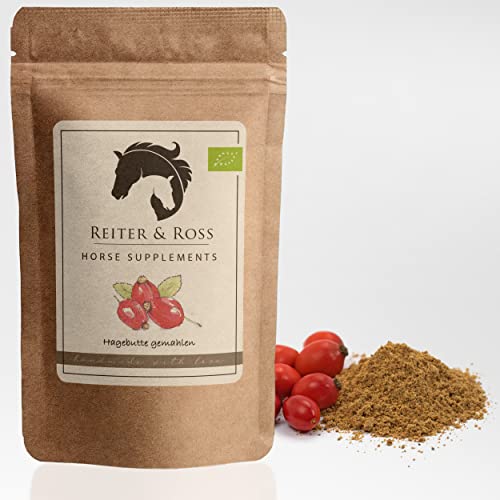 Reiter & Ross® Bio Hagebuttenpulver Pferd | gemahlene Hagebutten für Pferde - artgerechtes Einzelfuttermittel | Hagebutten Pferd | 100% Hagebuttenpulver Bio 1kg, plastikfrei verpackt (1000g) von REITER & ROSS