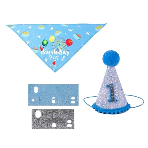 Geburtstagshut für Hunde, Geburtstagspartys, Halsband, glitzernder Hut, Prinz-Schal, Halstuch, glitzerndes Hut-Set Geburtstagshut für Hunde, Geburtstagspartys, Halsband, glitzernder Hut, Prinz-Schal, Halstuch, glitzerndes Hut-Set von REITINGE