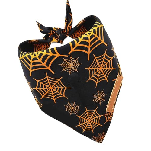 Hund Bib Für Halloween Festives Party Kostüm Weichwaschbarer Stoff Haustier Bandana Urlaub Feier Accessoire Kürbisse Spiders Web Print Bandana von REITINGE