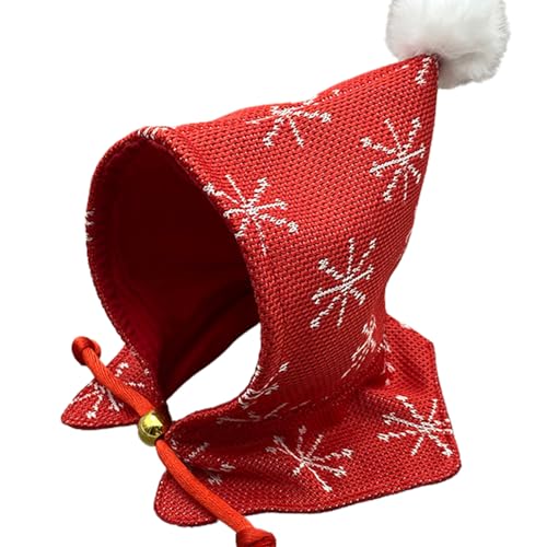 Weihnachtsmütze für Katzen, mit verstellbarem Kinnseil, Speicheltuch, Haustier, Welpe, Mütze, Schneeflocken-Druck Weihnachtsmütze für Katzen, mit verstellbarem Kinnseil, Speicheltuch, Haustier, Welpe, Mütze, Schneeflocken-Druck von REITINGE