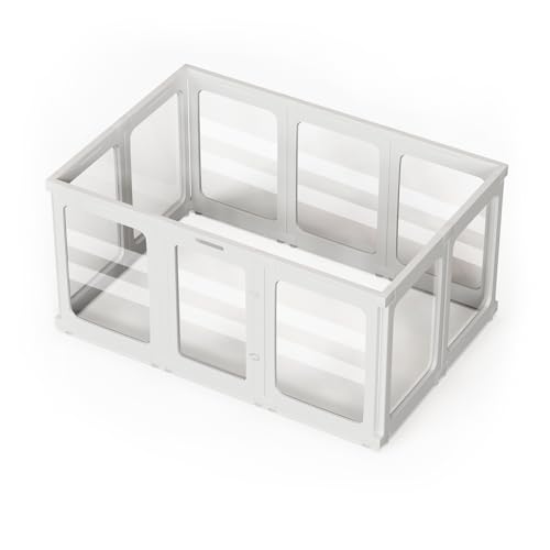 Laufstall Baby Playpen, Transparentes Acryl Laufgitter mit Anti-Kletter Paneelen, Werkzeugloser Modularer Welpenlaufstall Hundelaufstall für Wohnung, Kaninchen Freigehege, Kleintiergehege 125×85×60cm von RELAXORIX