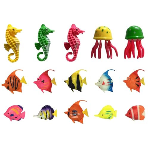 RELKLYU 10 Kleine Fische, 3 Seepferdchen Und 2 Tintenfische, Simulierte Tiermodelle, Aquariumlandschaftsgestaltung, Fischtankdekorationen. RELKLYU 10 Kleine Fische, 3 Seepferdchen Und 2 Tintenfische, Simulierte Tiermodelle, Aquariumlandschaftsgestaltung, Fischtankdekorationen. von RELKLYU