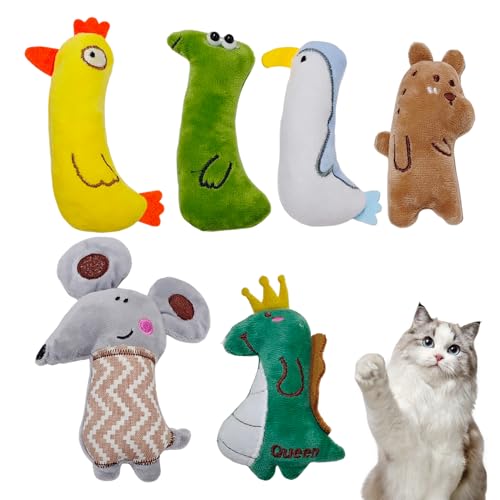 RELKLYU 6 Stücke Pet Plush -Spielzeug Mit Katzenminzen, Niedliche Cartoon -Tiere, Weiche Und Komfortable Innen -Haustier -Interaktive -Spielsachen. RELKLYU 6 Stücke Pet Plush -Spielzeug Mit Katzenminzen, Niedliche Cartoon -Tiere, Weiche Und Komfortable Innen -Haustier -Interaktive -Spielsachen. von RELKLYU