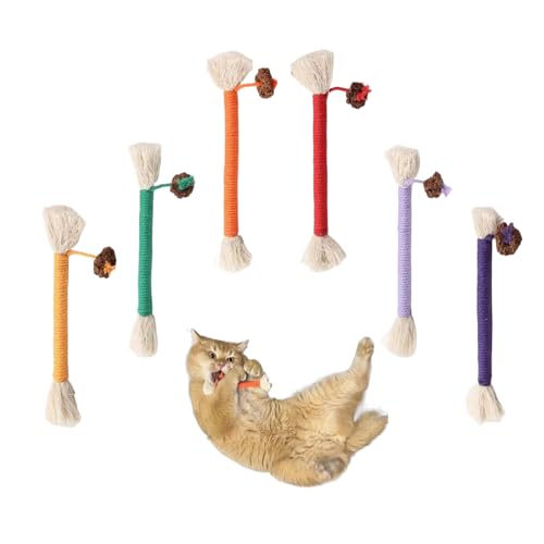 RELONGGI 6er Set Kauspielzeug für Katzen – Interaktives Baumwollseil mit Catnip & Silvervine zur Zahnreinigung | Dental Spielwaren für Kätzchen RELONGGI 6er Set Kauspielzeug für Katzen – Interaktives Baumwollseil mit Catnip & Silvervine zur Zahnreinigung | Dental Spielwaren für Kätzchen von RELONGGI