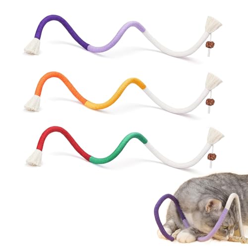 RELONGGI Katzenseil-Spielzeug, 3 Stück, 70 cm, interaktives Katzenminze-Spielzeug, Katzen-Kauseil mit Silvervine Obst, Katzen-Baumwollseil, Zahnreinigung, Katzen-Zahnspielzeug für Katzen und Kätzchen RELONGGI Katzenseil-Spielzeug, 3 Stück, 70 cm, interaktives Katzenminze-Spielzeug, Katzen-Kauseil mit Silvervine Obst, Katzen-Baumwollseil, Zahnreinigung, Katzen-Zahnspielzeug für Katzen und Kätzchen von RELONGGI