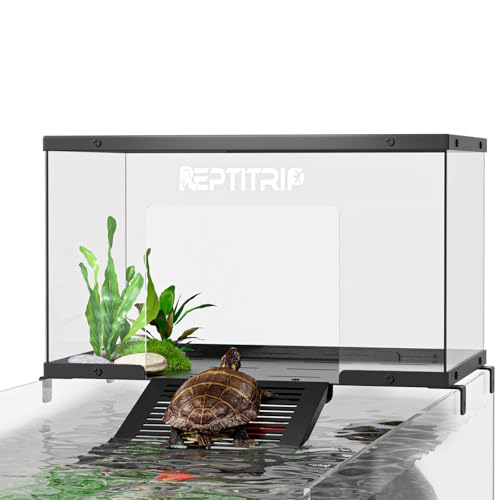 Schildkröten-Plattform und Dock – Edelstahl-Schildkrötenrampe, rutschfeste Oberfläche – passend für 25,4 - 33 cm breite Aquarien, 10/15/20/25/29/33/37/38/40/45/55 Gallonen Aquarien von REPTITRIP