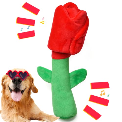 Hundespielzeug, quietschendes Knister-Puzzle, Schnüffel-Leckerli, verstecktes Gehirn, stimulierendes Hundespielzeug, Plüsch, keine Füllung, langlebig, weiches Kauspielzeug für mittelgroße und kleine Hunde, Welpen, Valentinstag, rote Rose Hundespielzeug, quietschendes Knister-Puzzle, Schnüffel-Leckerli, verstecktes Gehirn, stimulierendes Hundespielzeug, Plüsch, keine Füllung, langlebig, weiches Kauspielzeug für mittelgroße und kleine Hunde, Welpen, Valentinstag, rote Rose von REQIHO