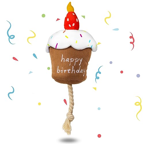 REQIHO Hundespielzeug zum Geburtstag – Plüsch, quietschender Kuchen, Hundespielzeug, Erdbeere, Geburtstagsgeschenk REQIHO Hundespielzeug zum Geburtstag – Plüsch, quietschender Kuchen, Hundespielzeug, Erdbeere, Geburtstagsgeschenk von REQIHO