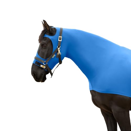 RESISTANCE Premium Pferde-Kapuzenpullon mit Gesicht und Vorlockenschutz, Lycra-Material – erhältlich in 5 Farben (Schwarz, Marineblau, Blaugrün, Königsblau, Türkis) – Größen S, M, L, XL von RESISTANCE