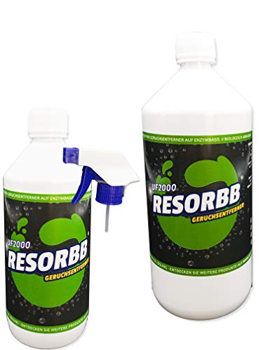 RESORBB® UF2000 Geruchsentferner 1l. + 0,5 Liter-Sprühflasche EIN geruchsneutraler, effizienter Geruchsentferner von RESORBB