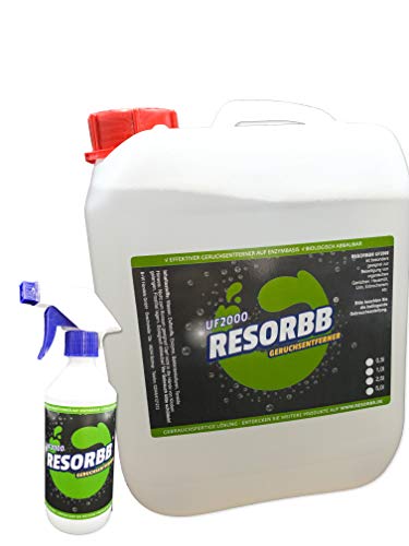 RESORBB® UF2000. Uringeruch Entferner-Spray zur Geruchsneutralisation die bei Tieren und auch bei Menschen entstehen. Rein biologisch, vegan und ohne Tierversuche hergestellt. (5 Liter) von RESORBB