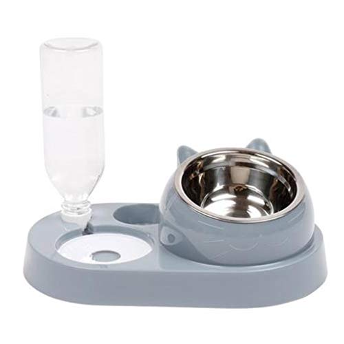RESOYE Automatischer 2-in-1-Futter- und Wasserspender, abnehmbarer Edelstahlnapf für Hunde und Katzen, für kleine, mittelgroße und große Haustiere, Grau von RESOYE
