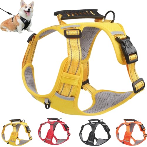 Anti-Zug-Hundegeschirr, reflektierendes, verstellbares und bequemes Brustgeschirr, Sicherheitsgurt für Haustiere im Freien, mit Fallschutz, mit reflektierendem Griff, geeignet für mittelgroße und kle Anti-Zug-Hundegeschirr, reflektierendes, verstellbares und bequemes Brustgeschirr, Sicherheitsgurt für Haustiere im Freien, mit Fallschutz, mit reflektierendem Griff, geeignet für mittelgroße und kle von RETGJNC