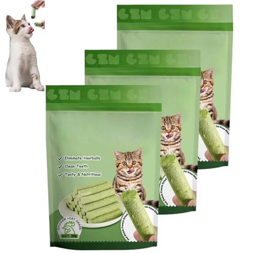 Katzengras-Kaustäbchen, Katzengras-Kaustäbchen für Hauskatzen, Zahnreiniger für Katzen, Katzengras-Kaustäbchen zur Appetitanregung und Entfernung von Haarballen Katzengras-Kaustäbchen, Katzengras-Kaustäbchen für Hauskatzen, Zahnreiniger für Katzen, Katzengras-Kaustäbchen zur Appetitanregung und Entfernung von Haarballen von RETGJNC