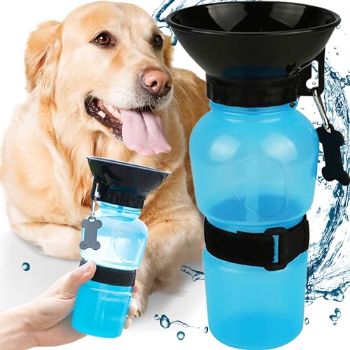 Retoo Trinkflasche Hund Hundetrinkflasche für Unterwegs Wasserflasche Silikon Tragbare Auslaufsicher 500 ml Wasserspender für Camping Spaziergan Wandern Faltbarer Blau von Retoo