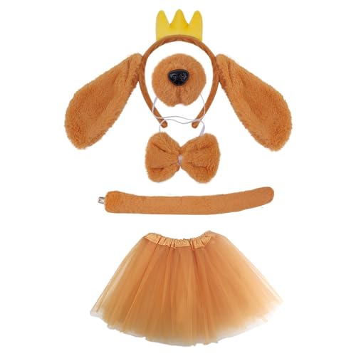 Haarreifen-Set für Hunde, Ohren, Stirnband, Plüschschwanz, falsche Nase, Tiere, Cosplay-Kostüm-Set für Halloween, Cosplay-Party von RETUOLWAG