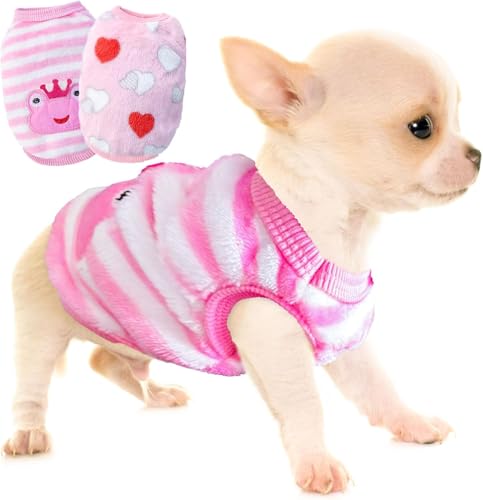 Chihuahua-Hundekleidung, für den Winter, Größe XS, Dackel, warm, Fleece, für kleine Neugeborene, Größe M (2,5–3,2 kg), 2 Stück von RETZLA