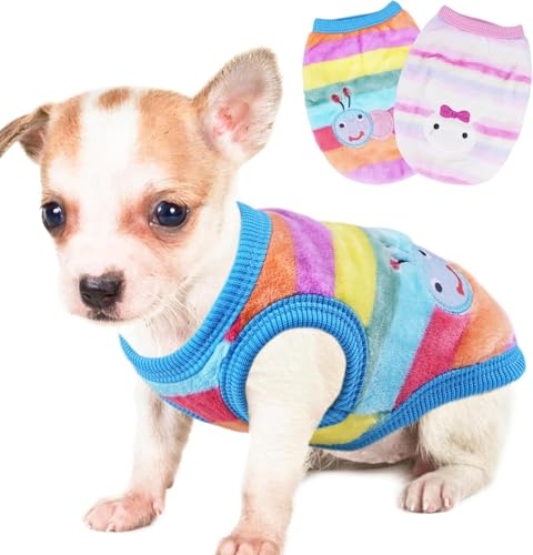 Chihuahua süße Hundekleidung für den Winter, extra klein, Dackel, warmer Fleece-Pullover für kleine Neugeborene Hunde (Set-D, XXS (0,2–1 kg)) von RETZLA