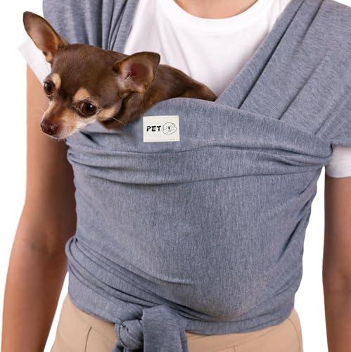Hundetragetasche für kleine Hunde – Anti-Angst-Katzenschlinge, freihändige Haustier-Tragetasche, Spazierengehen, Outdoor, Reisen, Hundetrage für Katzen und Hunde (grau) von RETZLA