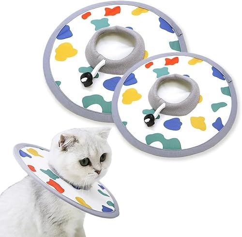 Katzenkegelhalsband, weich, verstellbar, schützendes Katzenkegelhalsband für die Genesung von Haustieren und Wundheilung, Katzenkegel (A01-Milch, S + M) von RETZLA