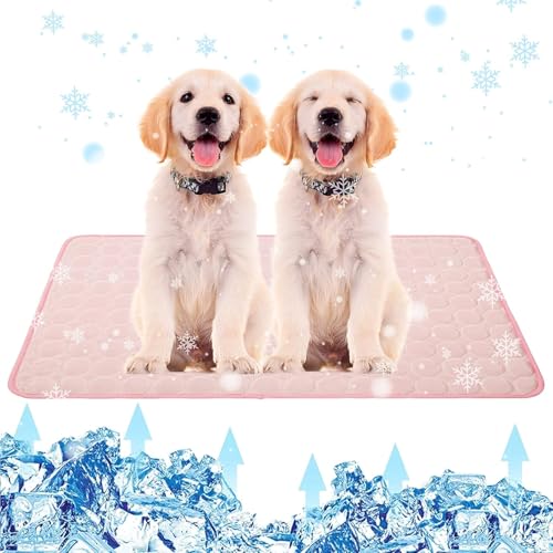 RETZLA Selbstkühlende Hundebett-Matten, Kühlkissen für Hunde und Katzen, bequeme Kühlmatte für Haustiere (Rosa, 100 x 70 cm) von RETZLA