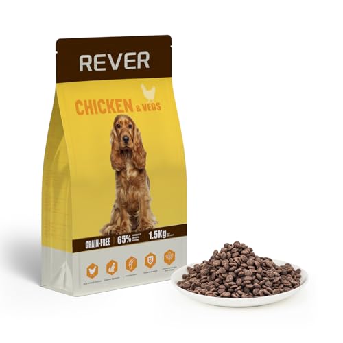 Rever EA15 Trockenfutter für Erwachsene Hunde, getreidefrei, mit frischem Huhn, 65% tierisches Protein und natürliche Ernährung zur Unterstützung der Verdauung, Muskelgesundheit und Energie, 1,5 kg Rever EA15 Trockenfutter für Erwachsene Hunde, getreidefrei, mit frischem Huhn, 65% tierisches Protein und natürliche Ernährung zur Unterstützung der Verdauung, Muskelgesundheit und Energie, 1,5 kg von REVER