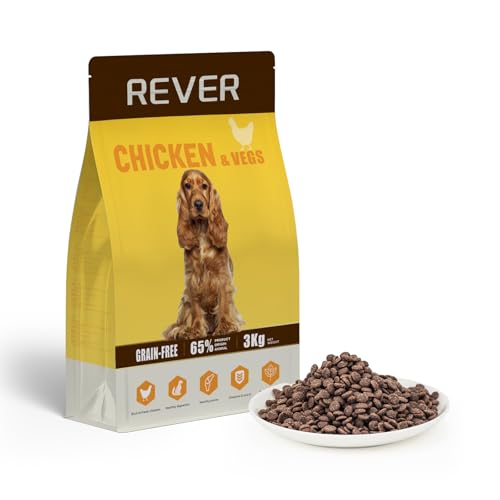 Rever EA3 Trockenfutter für Erwachsene Hunde, getreidefrei, mit frischem Huhn, 65% tierisches Protein und natürliche Ernährung zur Unterstützung der Verdauung, Muskelgesundheit und Energie, 3 kg Rever EA3 Trockenfutter für Erwachsene Hunde, getreidefrei, mit frischem Huhn, 65% tierisches Protein und natürliche Ernährung zur Unterstützung der Verdauung, Muskelgesundheit und Energie, 3 kg von REVER