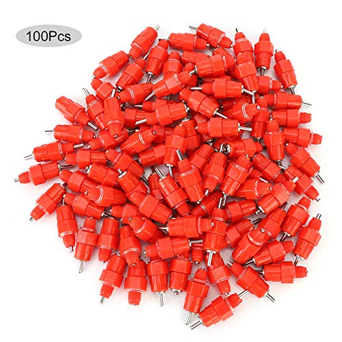 100pcs Automatische Hühnerwassernippel | Edelstahl- und Plastiktrinkerfuttermittel für Geflügel/Enten/Gänse | Leck - Proof 360 ° Rotationsdesign | Einfach zu warten und zu von REXVTNS