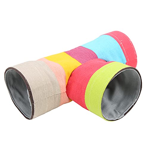 3 Way Hamster Tunnel | Rainbow Cloth Tube for Guinea Pigs/Chinchillas/Small Pets | Foldable Hideout & Play Tunnel | Sturdy Canvas Material von REXVTNS